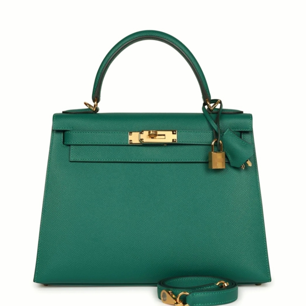 - Stunning quality not designer like,  Kelly bag green not real, 28.